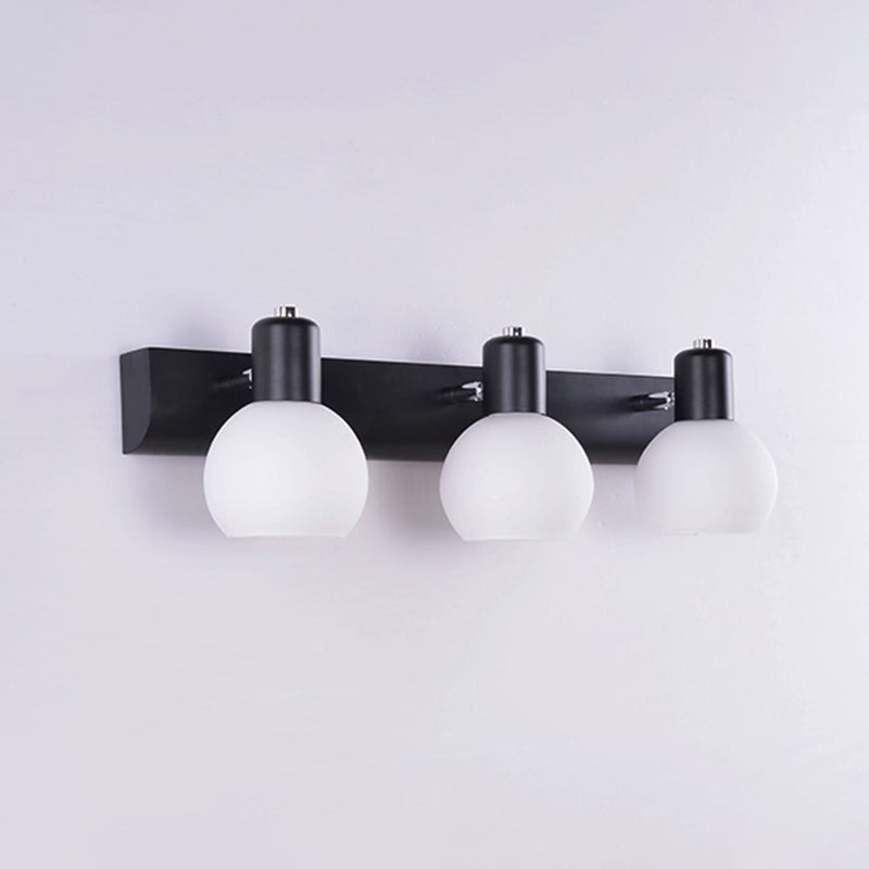 Dome Bath Vanity Light Fixture Minimalistic Satin Opal Glass Wall Mounted Lighting