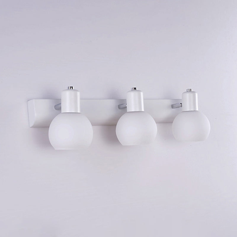 Dome Bath Vanity Light Fixture Minimalistic Satin Opal Glass Wall Mounted Lighting