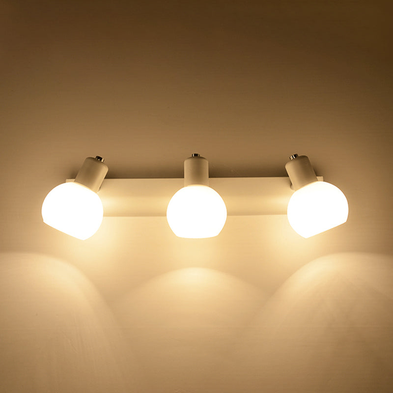 Dome Bath Vanity Light Fixture Minimalistic Satin Opal Glass Wall Mounted Lighting