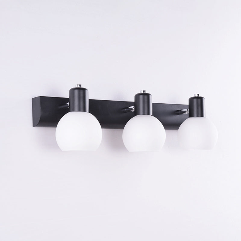Dome Bath Vanity Light Fixture Minimalistic Satin Opal Glass Wall Mounted Lighting
