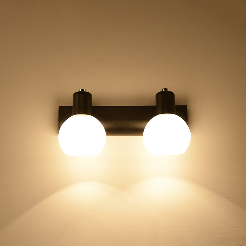 Dome Bath Vanity Light Fixture Minimalistic Satin Opal Glass Wall Mounted Lighting