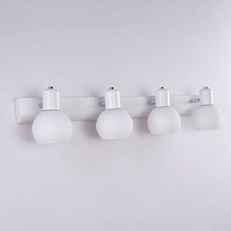 Dome Bath Vanity Light Fixture Minimalistic Satin Opal Glass Wall Mounted Lighting