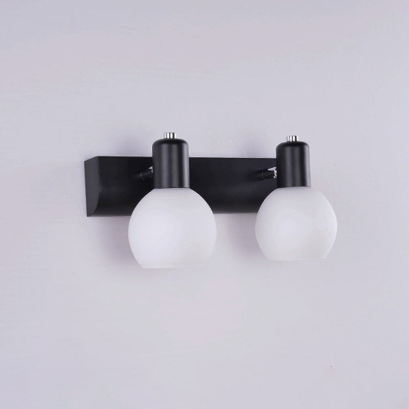 Dome Bath Vanity Light Fixture Minimalistic Satin Opal Glass Wall Mounted Lighting