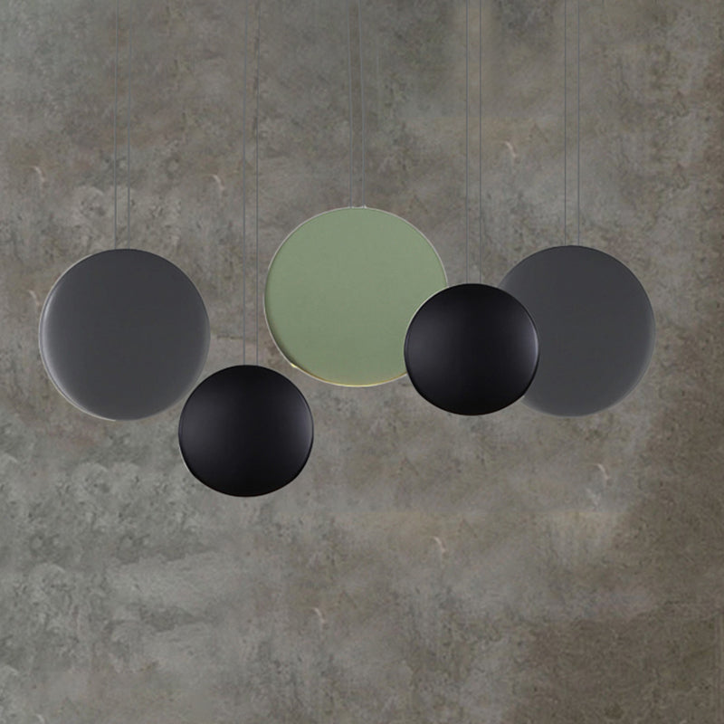 Cluster Round Cluster Light Post Resina moderna 3/4/5 Luci Black-Grey-Green Multi Light Ciondolo in luce calda/bianca