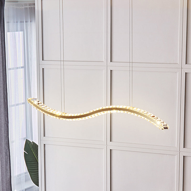K9 Crystal Wavy Lighting a sospensione Simplicità Luce del soffitto dell'isola a LED per sala da pranzo