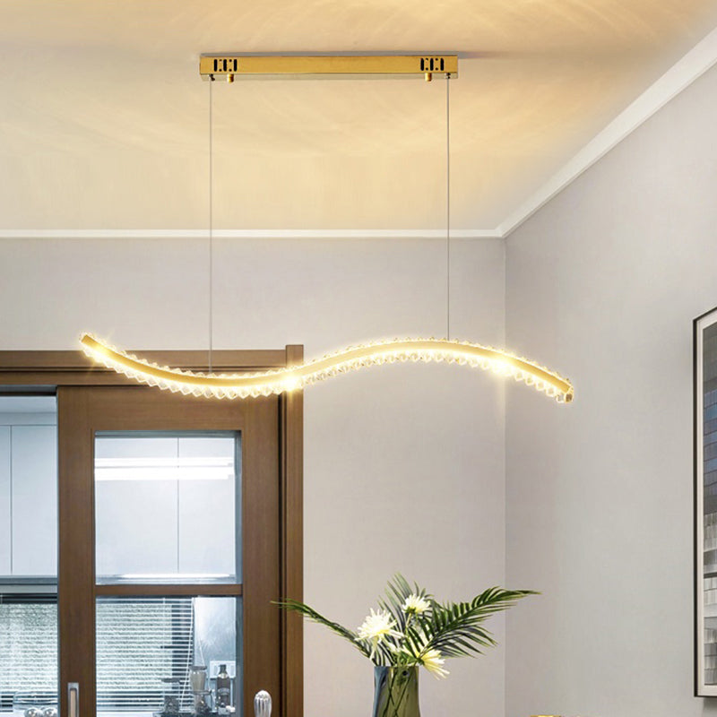 K9 Crystal Wavy Lighting a sospensione Simplicità Luce del soffitto dell'isola a LED per sala da pranzo