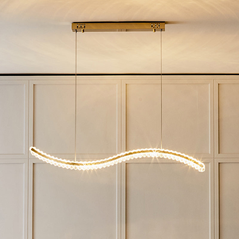 K9 Crystal Wavy Lighting a sospensione Simplicità Luce del soffitto dell'isola a LED per sala da pranzo