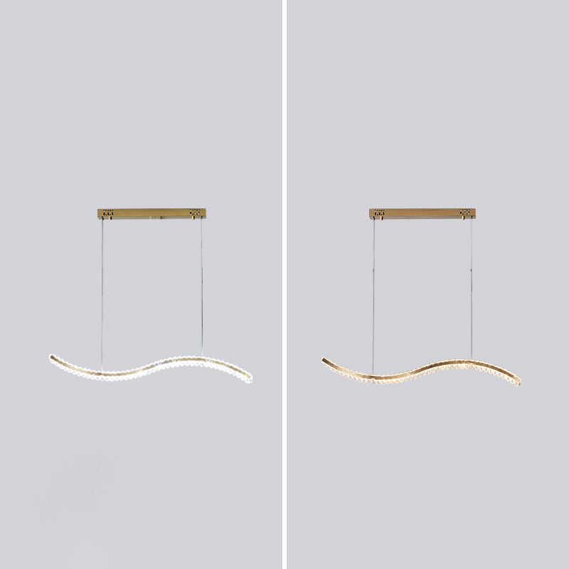 K9 Crystal Wavy Lighting a sospensione Simplicità Luce del soffitto dell'isola a LED per sala da pranzo