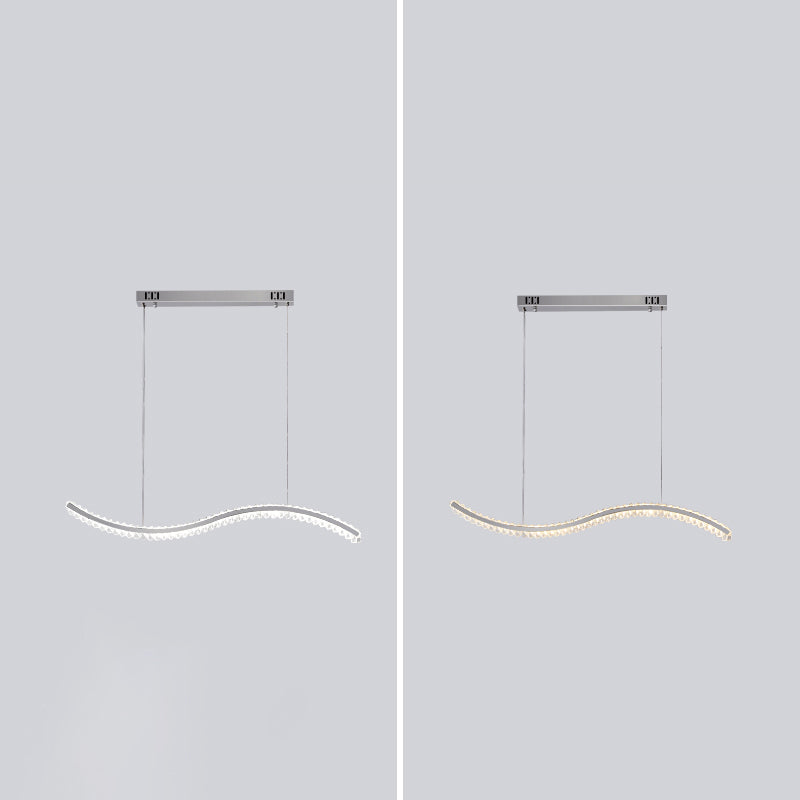 K9 Crystal Wavy Lighting a sospensione Simplicità Luce del soffitto dell'isola a LED per sala da pranzo