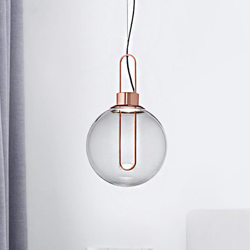 Sphere colgante modernista vidrio transparente 1 oro claro/cromo/oro rosa luz de techo colgante en luz blanca
