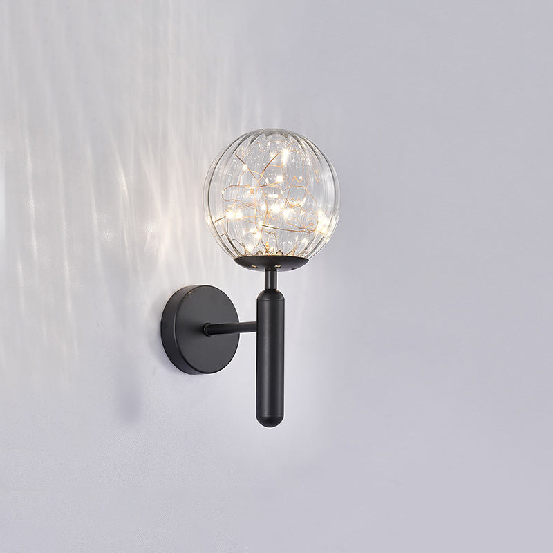 Postmodern Wall Sconce Ball LED Starry Wall Lighting with Glass Shade for Bedroom