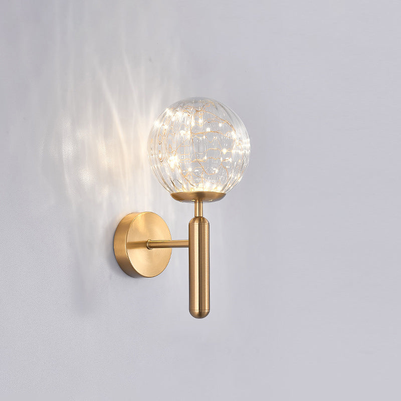 Postmodern Wall Sconce Ball LED Starry Wall Lighting with Glass Shade for Bedroom