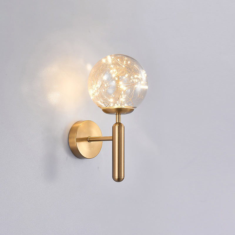 Postmodern Wall Sconce Ball LED Starry Wall Lighting with Glass Shade for Bedroom