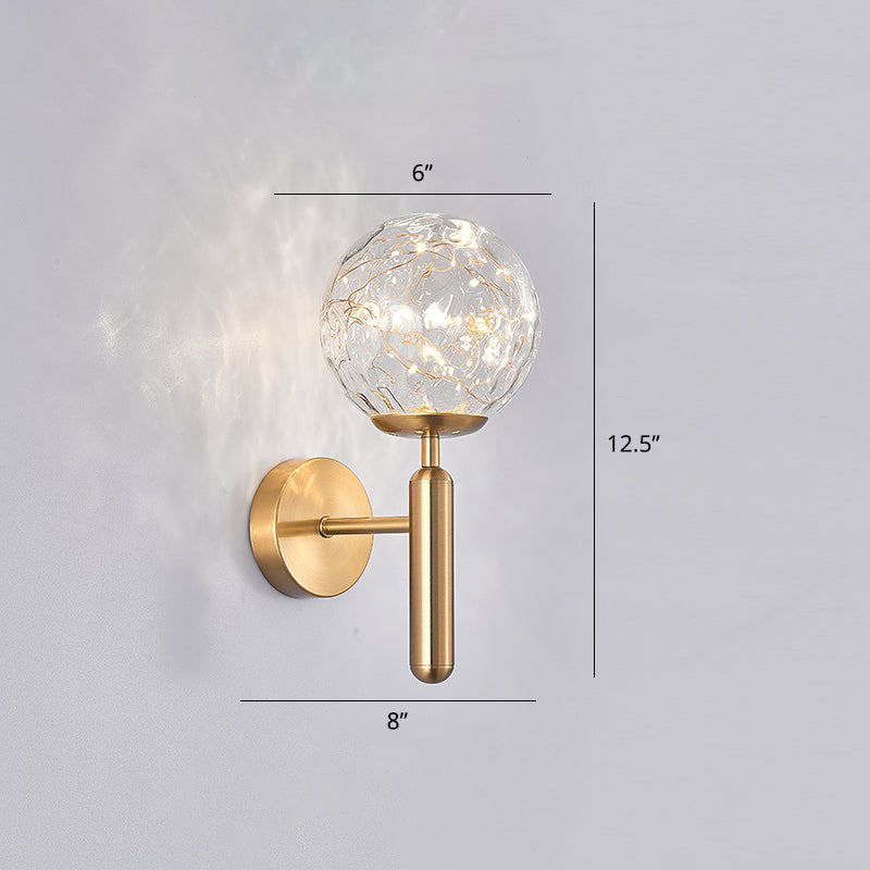 Postmodern Wall Sconce Ball LED Starry Wall Lighting with Glass Shade for Bedroom