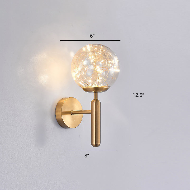 Postmodern Wall Sconce Ball LED Starry Wall Lighting with Glass Shade for Bedroom