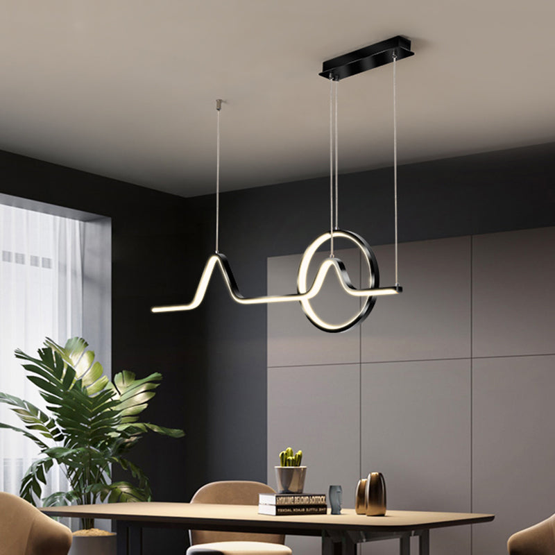 Curve Art Dining Room Hanging Lamp Aluminum Minimalism LED Island Lighting Fixture