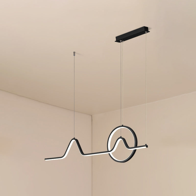 Curve Art Dining Room Hanging Lamp Aluminum Minimalism LED Island Lighting Fixture