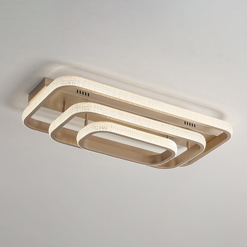 Champagne Loop Shaped Flush Mount Light Modern Metal Semi Flush Mounted Ceiling LED Light