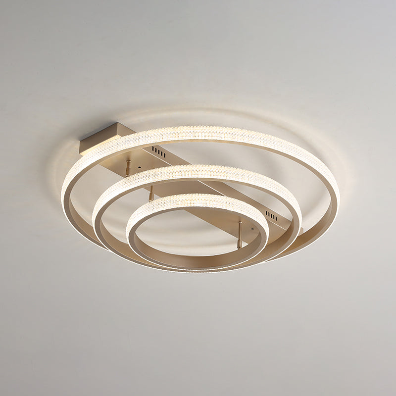 Champagne Loop Shaped Flush Mount Light Modern Metal Semi Flush Mounted Ceiling LED Light