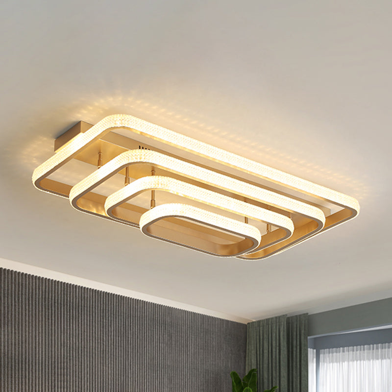 Champagne Loop Shaped Flush Mount Light Modern Metal Semi Flush Mounted Ceiling LED Light