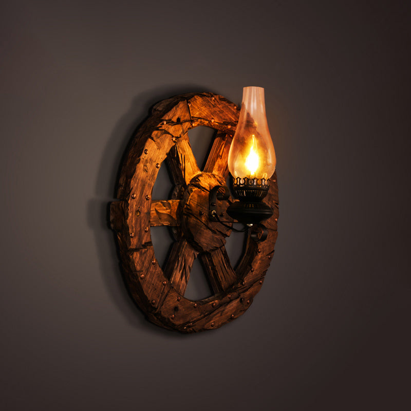 Nautical Geometrical Wall Lamp Wooden Wall Mount Lighting Fixture for Living Room