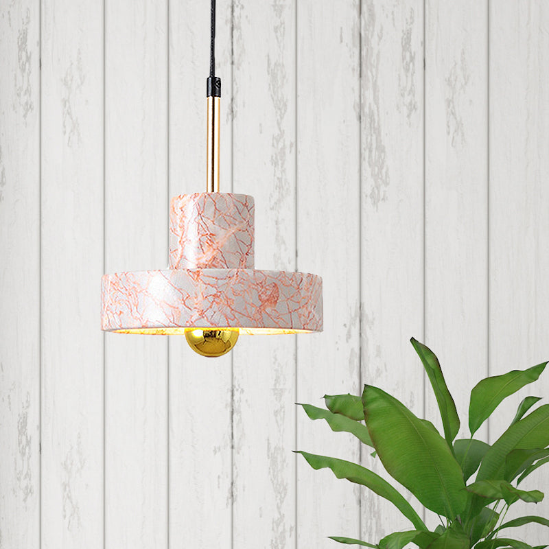 Lámpara colgante de tambor mármol contemporáneo 1 claro negro/blanco/rosa lámpara de techo colgante para dormitorio