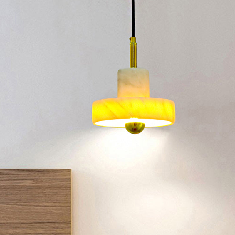 Lámpara colgante de tambor mármol contemporáneo 1 claro negro/blanco/rosa lámpara de techo colgante para dormitorio