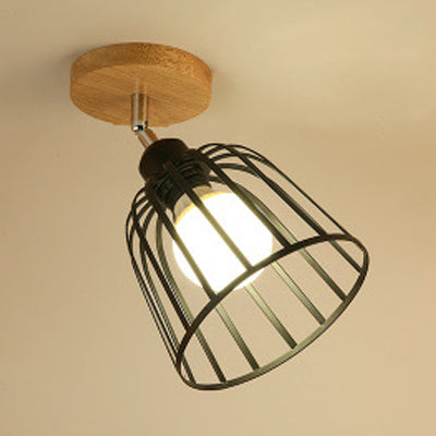 1 Licht einstellbare Quadrat/Kugel Deckenleuchte mit Käfig Schatten Industrial Black Metall halbbündiges Licht für Korridor