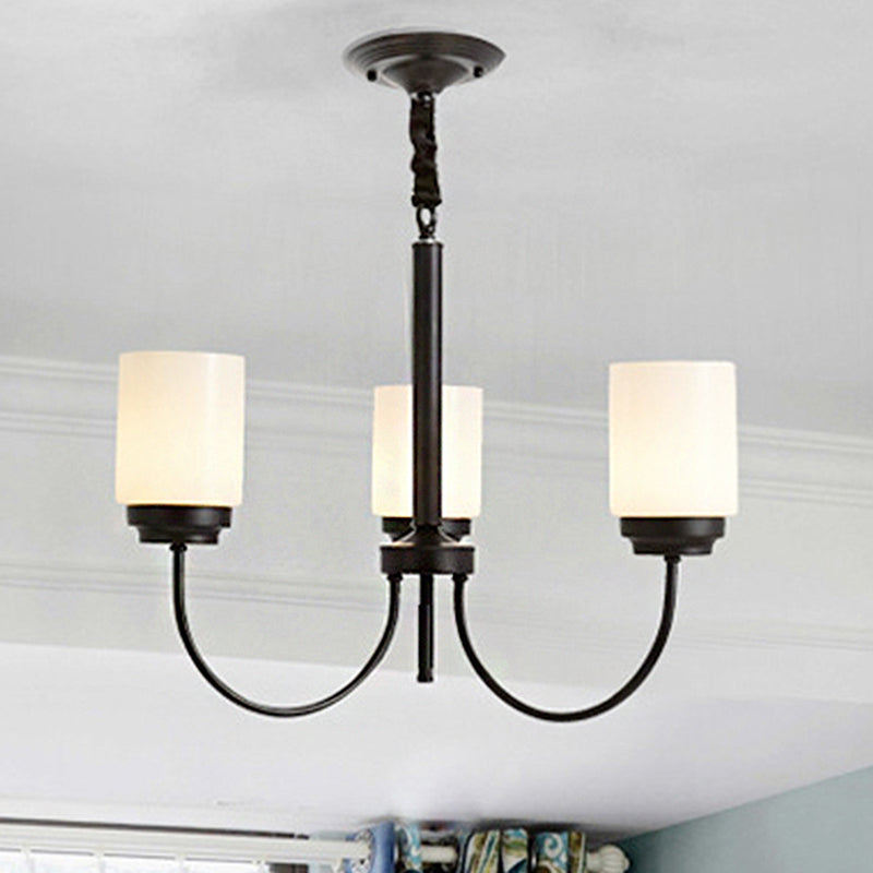 3/6/8 LIGHTS PLAGE LETURE CYLINDRE CYLINDRE VERRE OPAL PLUSE PLAQUE CHANDELIER EN NOIR POUR LE SOIR