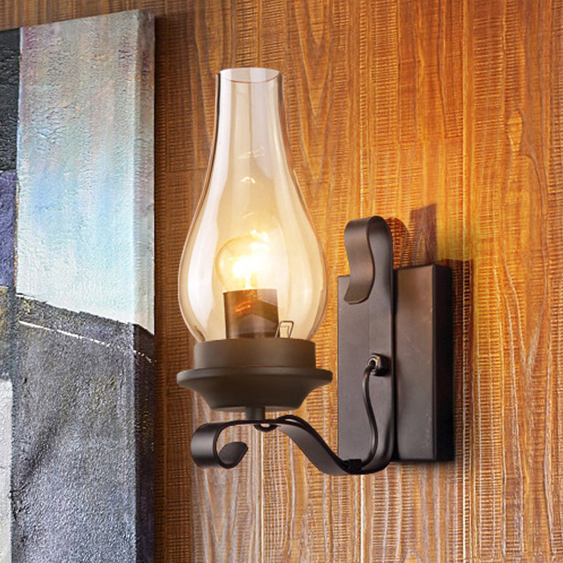 Lampe murale en verre en verre ambre simple