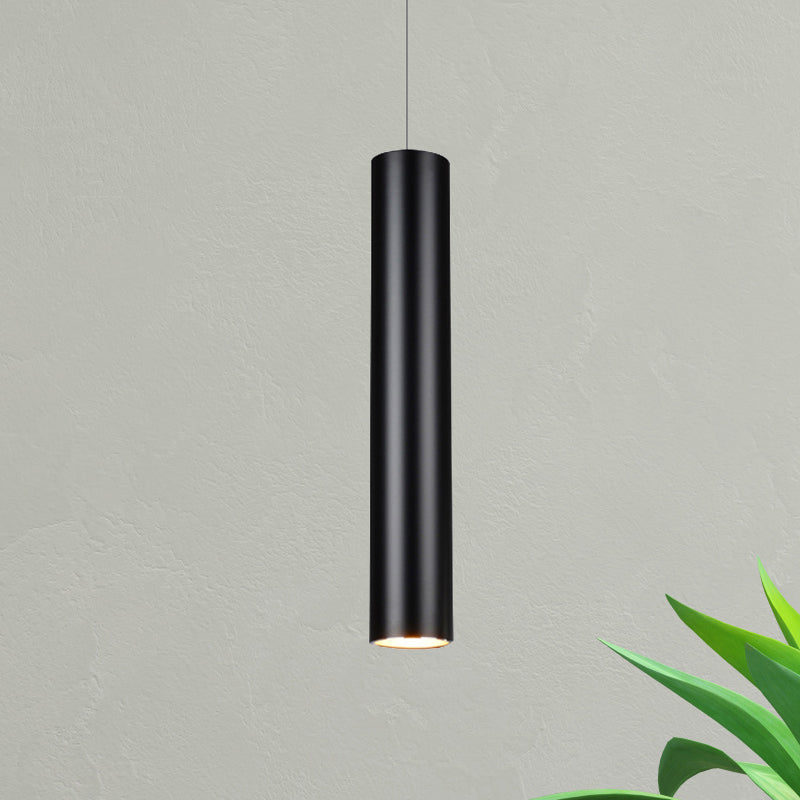 11"/19"/27" Height Cylinder Aluminum Pendant Lighting Minimalist Black LED Light for Dining Room in Warm/White