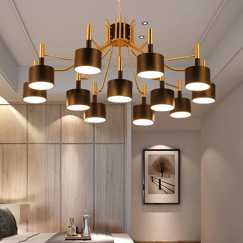 Postmodern starburst plafondlicht metaal 12/15 koppen zwart/witte kroonluchter verlichting voor woonkamer