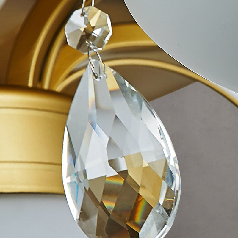 Postmodern Dome 3-Blade Ceiling Fan Lighting Fixture Milk Glass Living Room Semi-Flush Mount Light in Brass with Remote