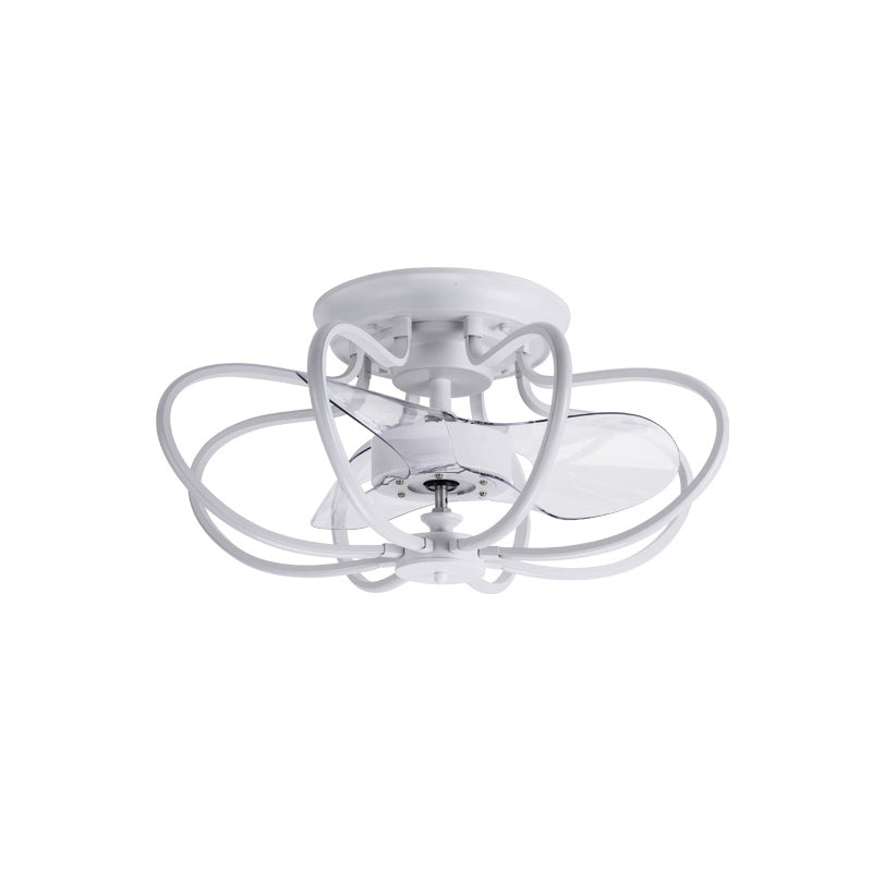 Minimalistische Käfig Deckenlüfter Leichtes Acryl -Esszimmer LED SEMI Flush Mount mit Fernbedienung