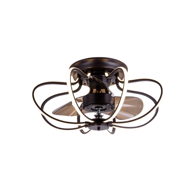 Minimalistische Käfig Deckenlüfter Leichtes Acryl -Esszimmer LED SEMI Flush Mount mit Fernbedienung