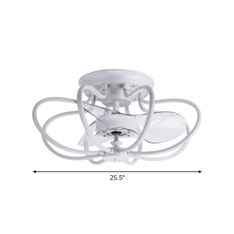 Minimalistische Käfig Deckenlüfter Leichtes Acryl -Esszimmer LED SEMI Flush Mount mit Fernbedienung