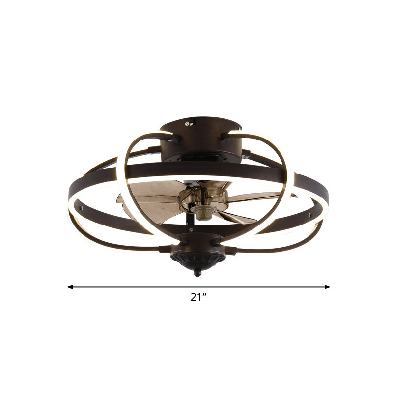 Minimalistische Käfig Deckenlüfter Leichtes Acryl -Esszimmer LED SEMI Flush Mount mit Fernbedienung