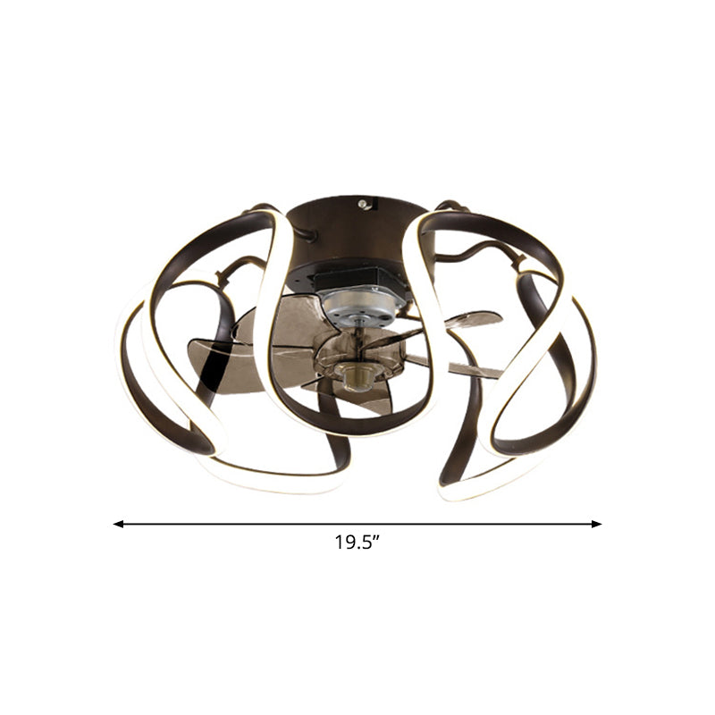 Minimalistische Käfig Deckenlüfter Leichtes Acryl -Esszimmer LED SEMI Flush Mount mit Fernbedienung