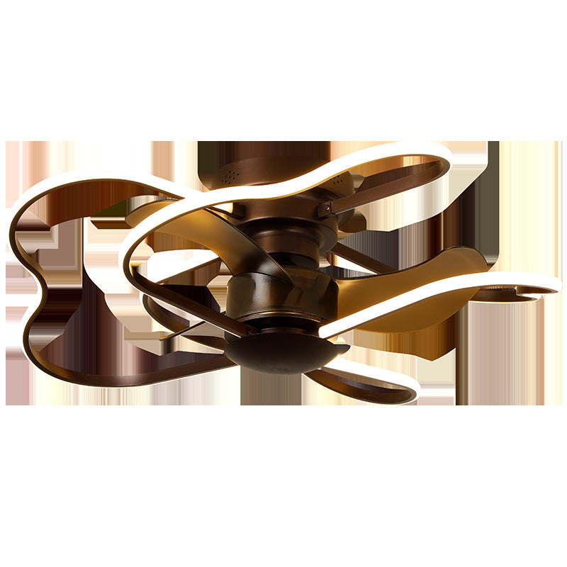 Metallblume halb Flush Deckenleuchte Moderne Fernbedienung 5-Blade-LED-Lüfterlampe