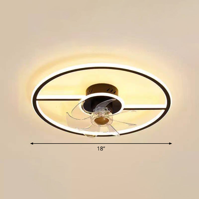 Fernbedienungssteuerung Rechteckige Deckenventilator Lampe zeitgenössische Acryl-Wohnzimmer-LED-LED-LED-Licht mit 7-Blatt