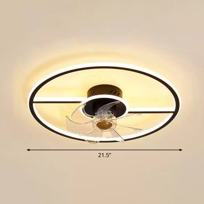Fernbedienungssteuerung Rechteckige Deckenventilator Lampe zeitgenössische Acryl-Wohnzimmer-LED-LED-LED-Licht mit 7-Blatt