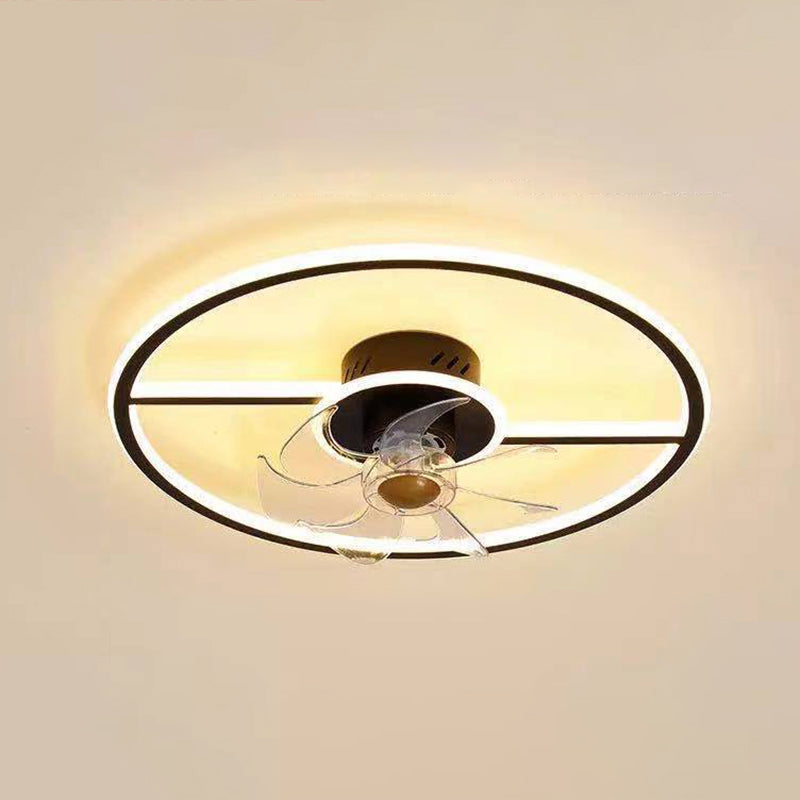 Fernbedienungssteuerung Rechteckige Deckenventilator Lampe zeitgenössische Acryl-Wohnzimmer-LED-LED-LED-Licht mit 7-Blatt