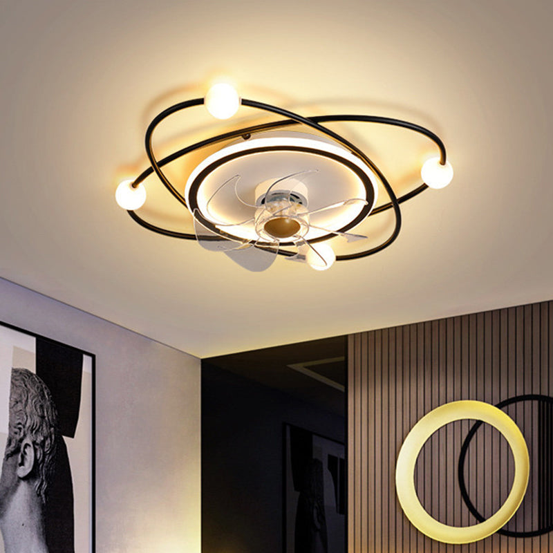 Orbit Acryl -LED -LED SEMI Mount Lighting Nordic Fernbedienung 6 Blätter Deckenventilator, 21 "breit
