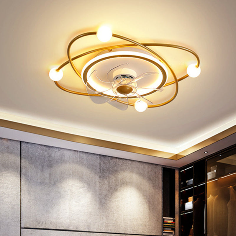 Orbit Acryl -LED -LED SEMI Mount Lighting Nordic Fernbedienung 6 Blätter Deckenventilator, 21 "breit