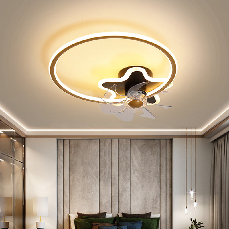 Anello e stella a 7 lame Illuminazione per ventola del soffitto Acrilico Nordic Acrilico LED Monte semi-flush con telecomando