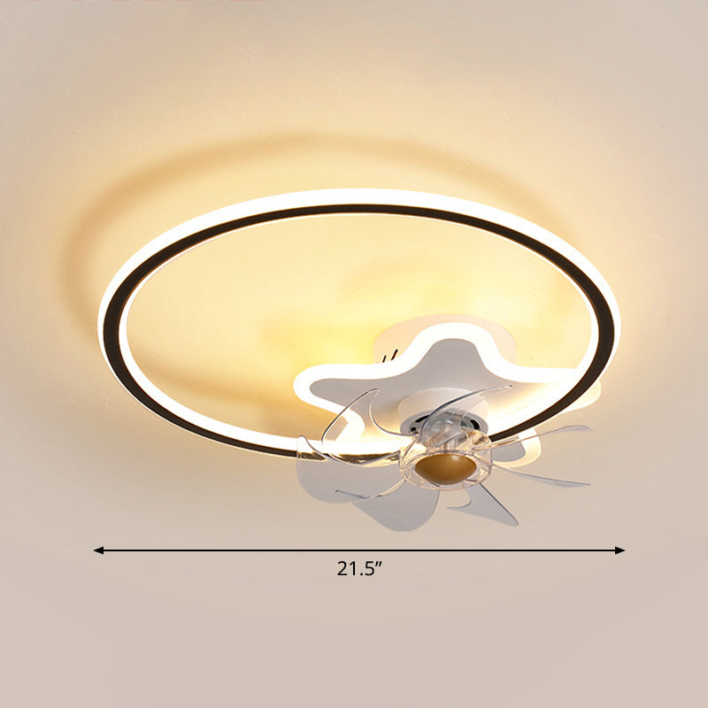 Anello e stella a 7 lame Illuminazione per ventola del soffitto Acrilico Nordic Acrilico LED Monte semi-flush con telecomando