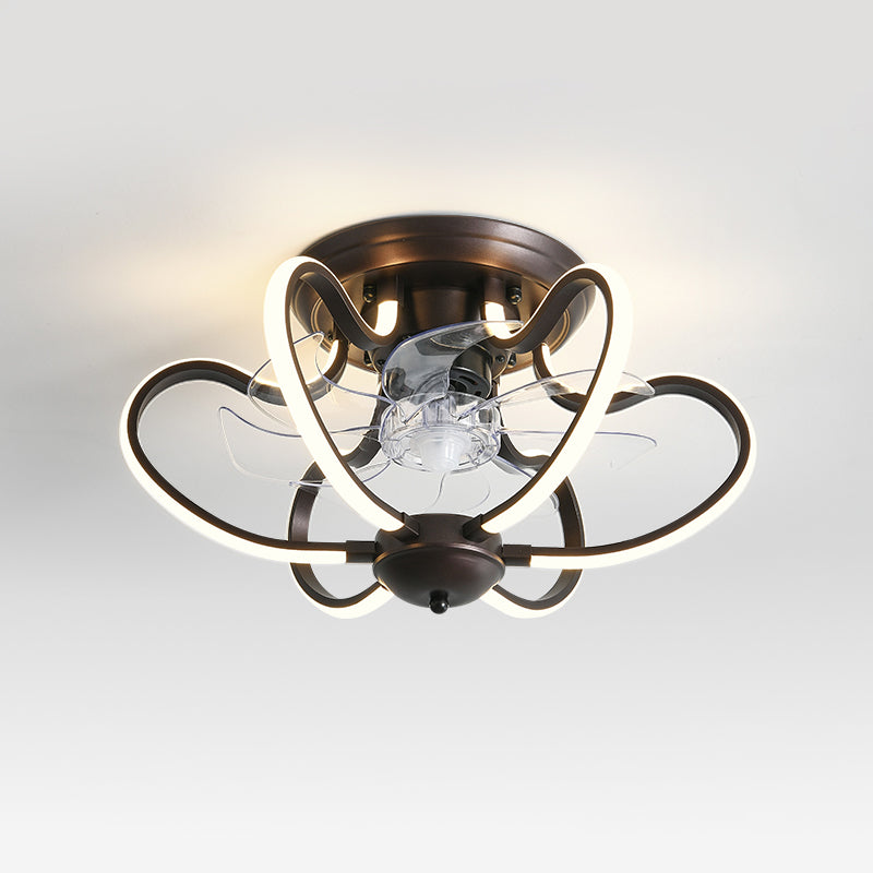 Metal Twist 7 Blades Deckenlüfter Lampe Einfacher Stil 19,5 "breites LED -Halbflush -Leuchte mit Fernbedienung
