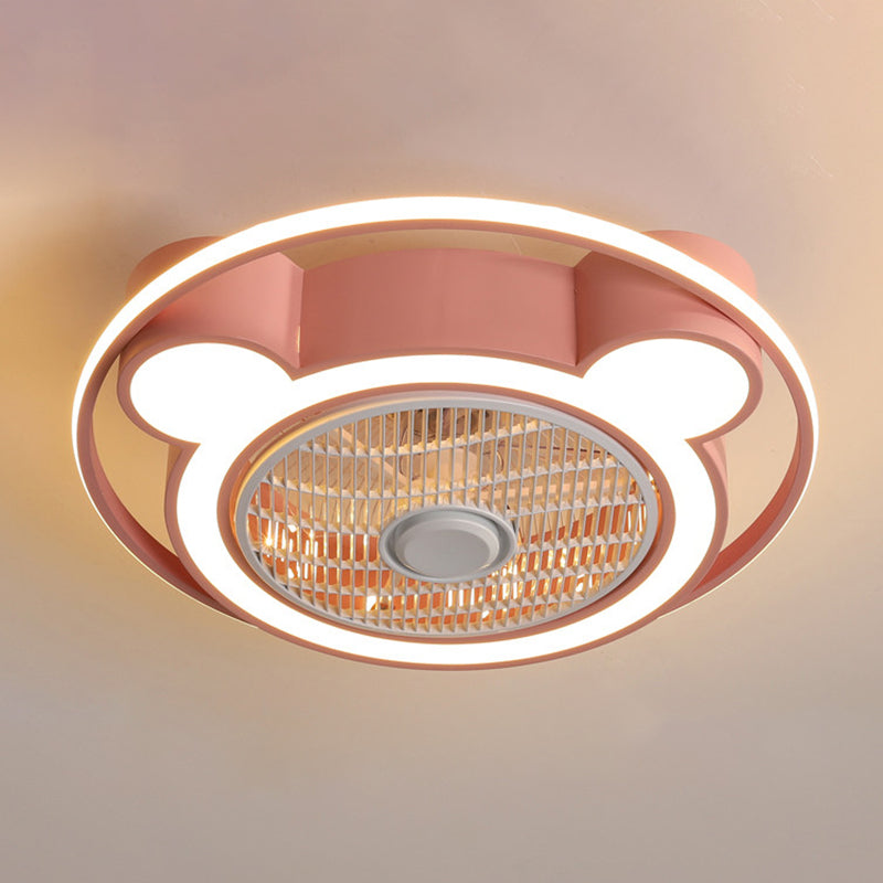 Luz de ventilador de techo de oso de caricatura de 5 cuchillas.