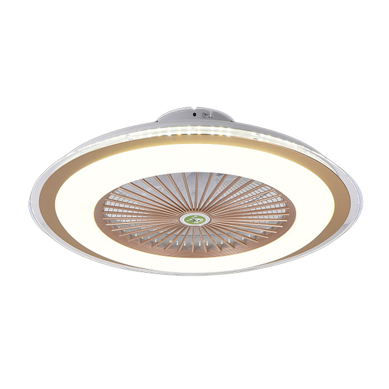23.5" Wide Round Kids Bedroom Semi Flush Light Acrylic LED Macaron Ceiling Fan Light with 5-Blade and Remote