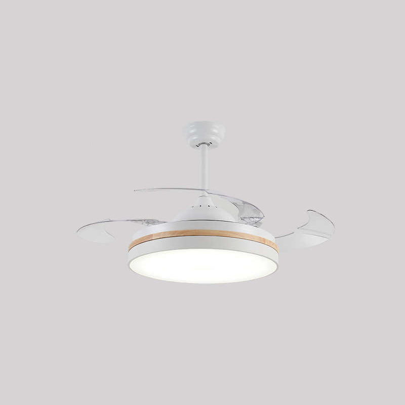 43 "W rund Esszimmer Hanging Lüfterleuchte Acryl-LED Nordic Semi Flush Lampe mit 3-Blatt und Fernbedienung